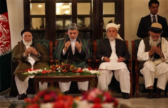 Burhanuddin Rabbani, Hamid Karzai, Pir Sayed Ahmad Gailani, Abdul Rab Rasul Sayyaf